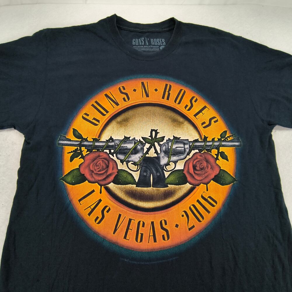 Guns N Roses Short Sleeve Crew Neck Band T Shirt Mens Size L Black Yellow Red